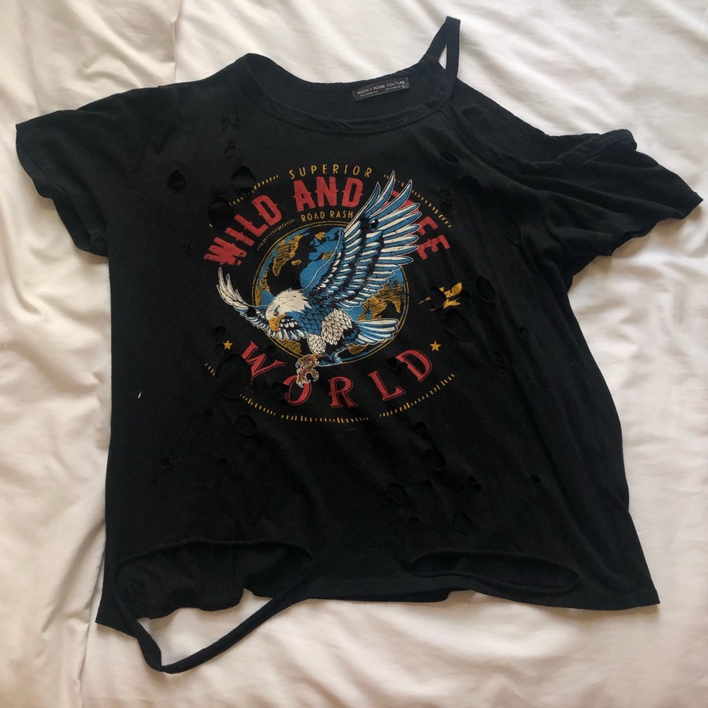 Distressed black band look tee
